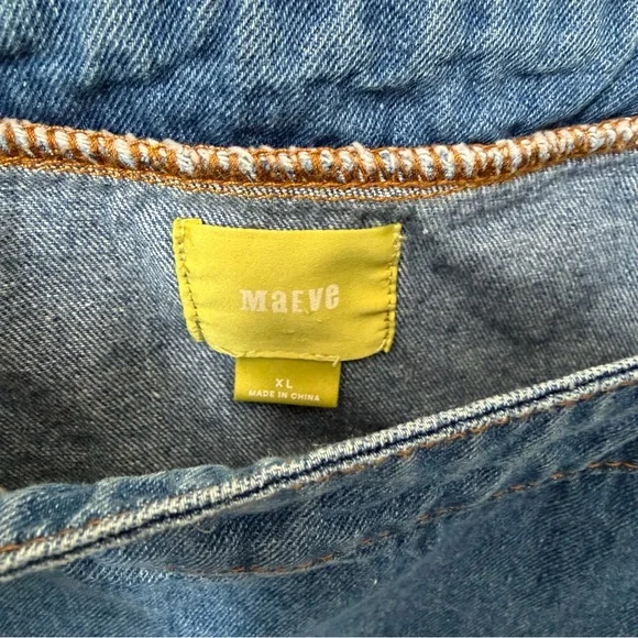 Maeve Anthropologie Denim Tie Shoulder Dress XL - Picture 3 of 9